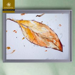 Foglia Magnolia Marrone 02 Acquerello su carta