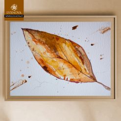 Foglia Magnolia Marrone 03 Acquerello su carta