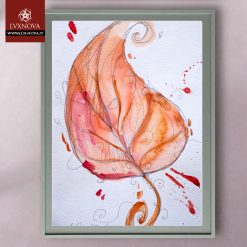 Acquerello foglia rossa 02 carta