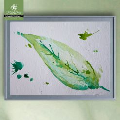 Foglia Magnolia Verde 01 Acquerello su carta