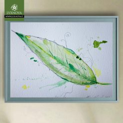 Foglia Magnolia Verde 02 Acquerello su carta