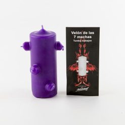 Candela con 7 stoppini Viola - piccola