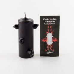 Candela con 7 stoppini nera - piccola