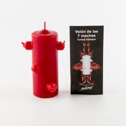 Candela con 7 stoppini rossa - piccola