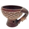 BRUCIATORE CON MANICO IN TERRACOTTA E RATTAN D.CM.9 X H.CM.8 -MARRONE
