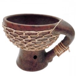 BRUCIATORE CON MANICO IN TERRACOTTA E RATTAN D.CM.9 X H.CM.8 -MARRONE