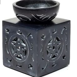 Brucia essenze Pentacolo in pietra ollare nero