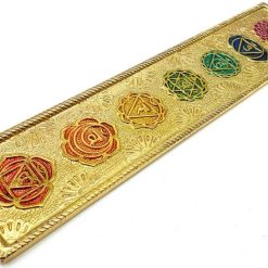 Portaincenso 7 Chakra in metallo dorato 28 cm
