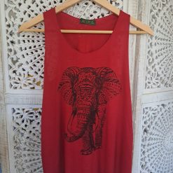 Alternative view of Canotta donna cotone stone washed, stampa a colori Elefante