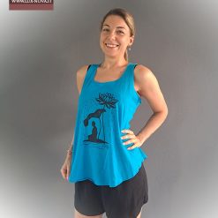 Canotta donna cotone stone washed, stampa a colori Loto