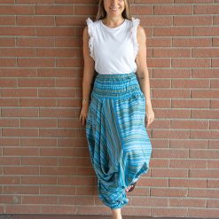 Pantalone-Donna-Afghano-righe---Azzurro-modella01