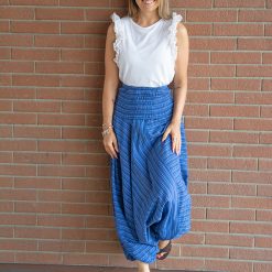 Pantalone-Donna-Afghano-righe---Blu-modella-01