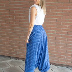 Pantalone-Donna-Afghano-righe---Blu-modella-03