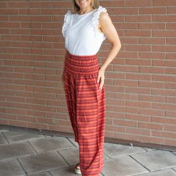 Pantalone-Donna-Afghano-righe---Rosso-modella02