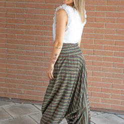 Pantalone-Donna-Afghano-righe---Verde-modella03