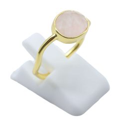 ANE003 - Anello Con Quarzo Rosa Ovale In Argento 925