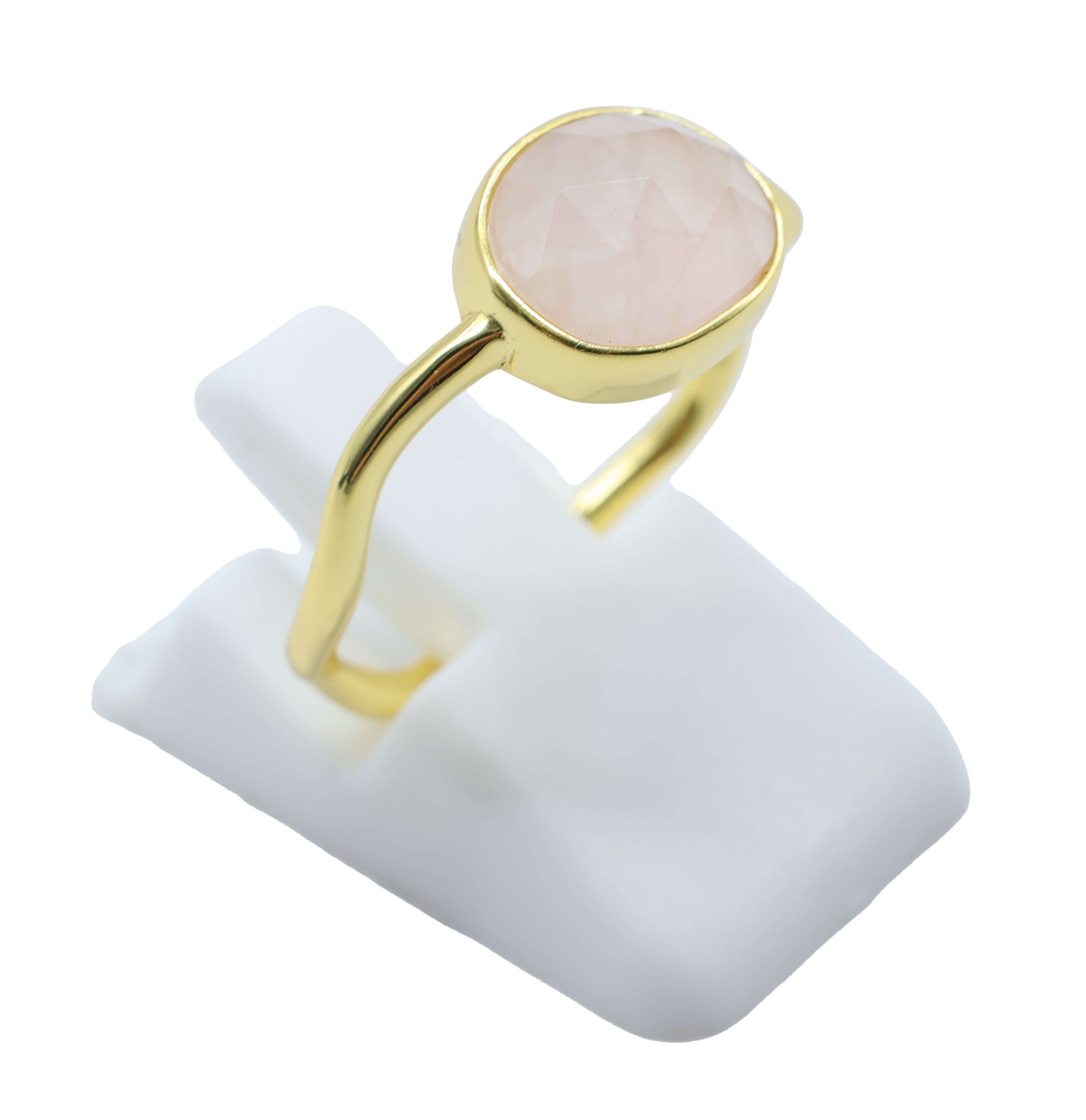 ANE003 - Anello Con Quarzo Rosa Ovale In Argento 925