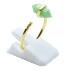 ANE007- Anello Con Punta Giada Verde In Argento 925