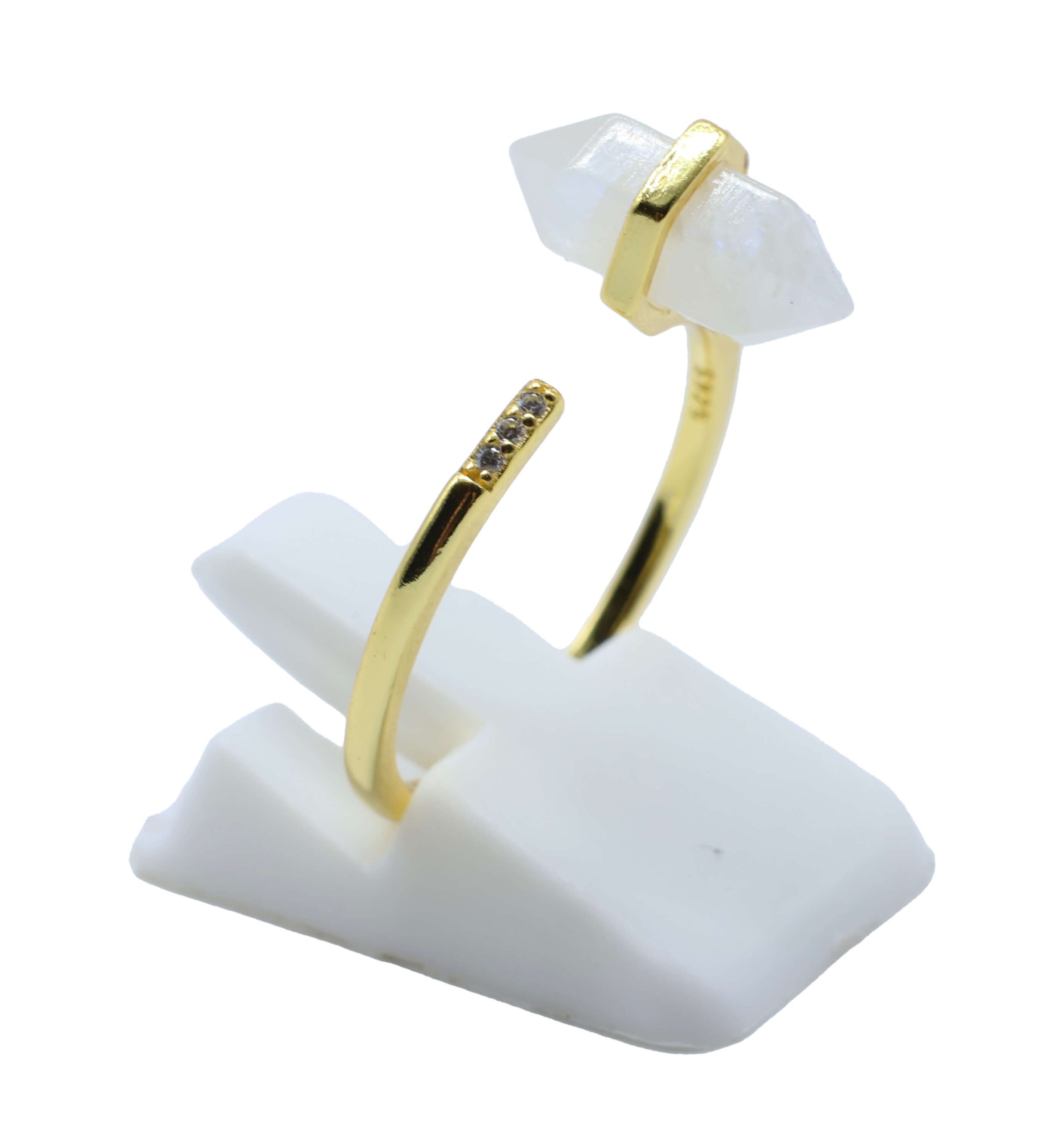 ANE009 - Anello Con Punta Pietra Di Luna In Argento Sterling 925