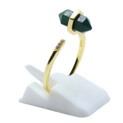 ANE010- Anello Con Punta In Malachite In Argento Sterling 925