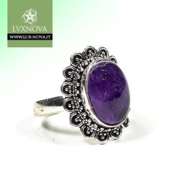 Anello Corona Ovale con Ametista -- 2cm