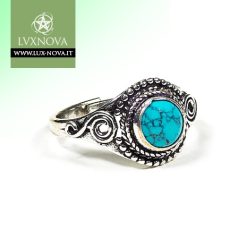 Anello Corona con Turchese -- 1cm