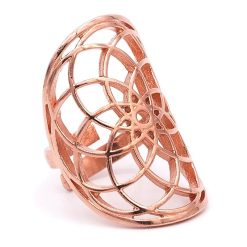 Alternative view of Anello Seme della vita in ottone color rame -- 3.5x3 cm