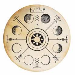Tamburo sciamanico in pelle di capra - Luna e vegvisir - 50 cm - 01