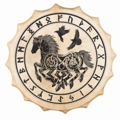 Tamburo sciamanico in pelle di capra Siberiano - Rune Sleipnir - 58 cm - 01