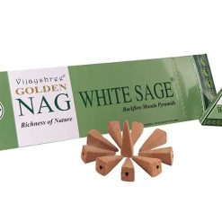 Coni di Incenso a Reflusso Jumbo - Golden Nag 42g - Salvia Bianca