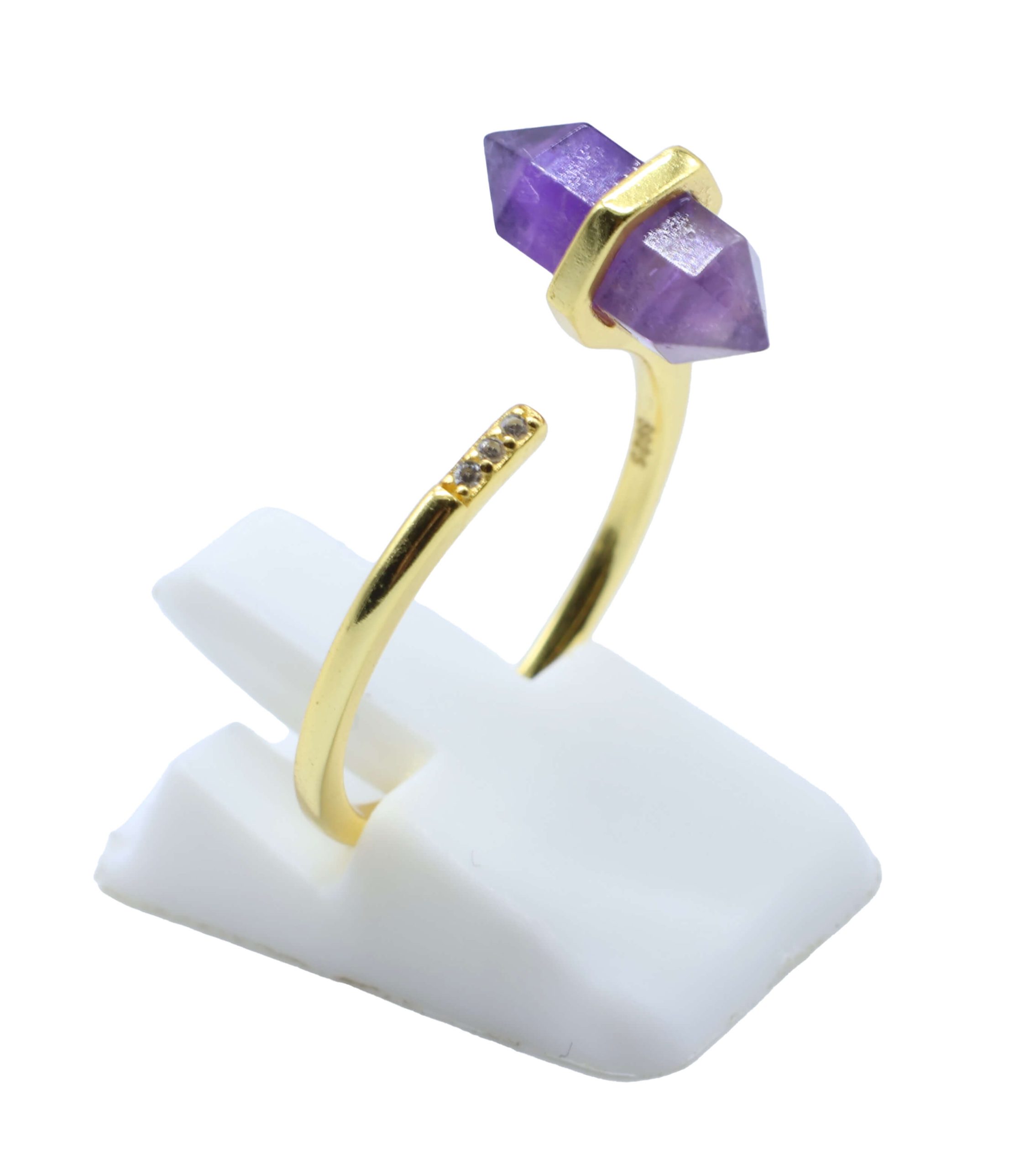 ANE041 - Anello Con Punta in Ametista in Argento Sterling 925