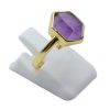 ANE049 - Anello Con Ametista Esagonale in Argento Sterling 925