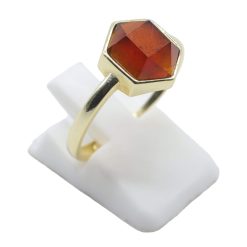 ANE051 - Anello Con Granato Esagonale in Argento Sterling 925