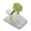 ANE052 - Anello Con Giada Verde Esagonale in Argento Sterling 925