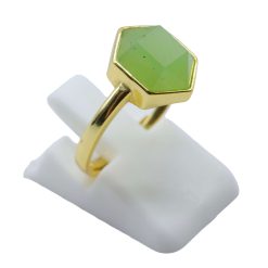 ANE052 - Anello Con Giada Verde Esagonale in Argento Sterling 925