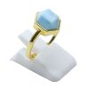 ANE055 - Anello Con Larimar Esagonale in Argento Sterling 925