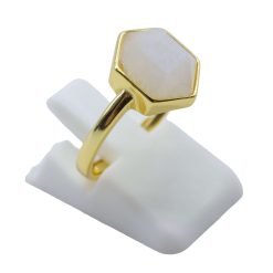 Anello Con Pietra di Luna Esagonale in Argento Sterling 925