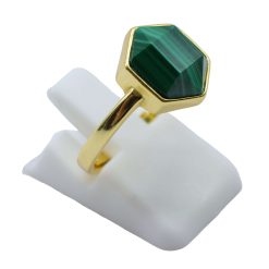 Anello Con Malachite Esagonale in Argento Sterling 925