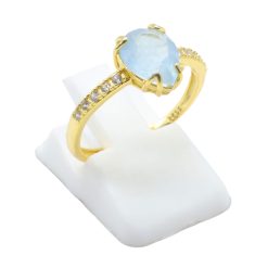 ANE063 - Anello Con Acquamarina a Goccia in Argento Sterling 925