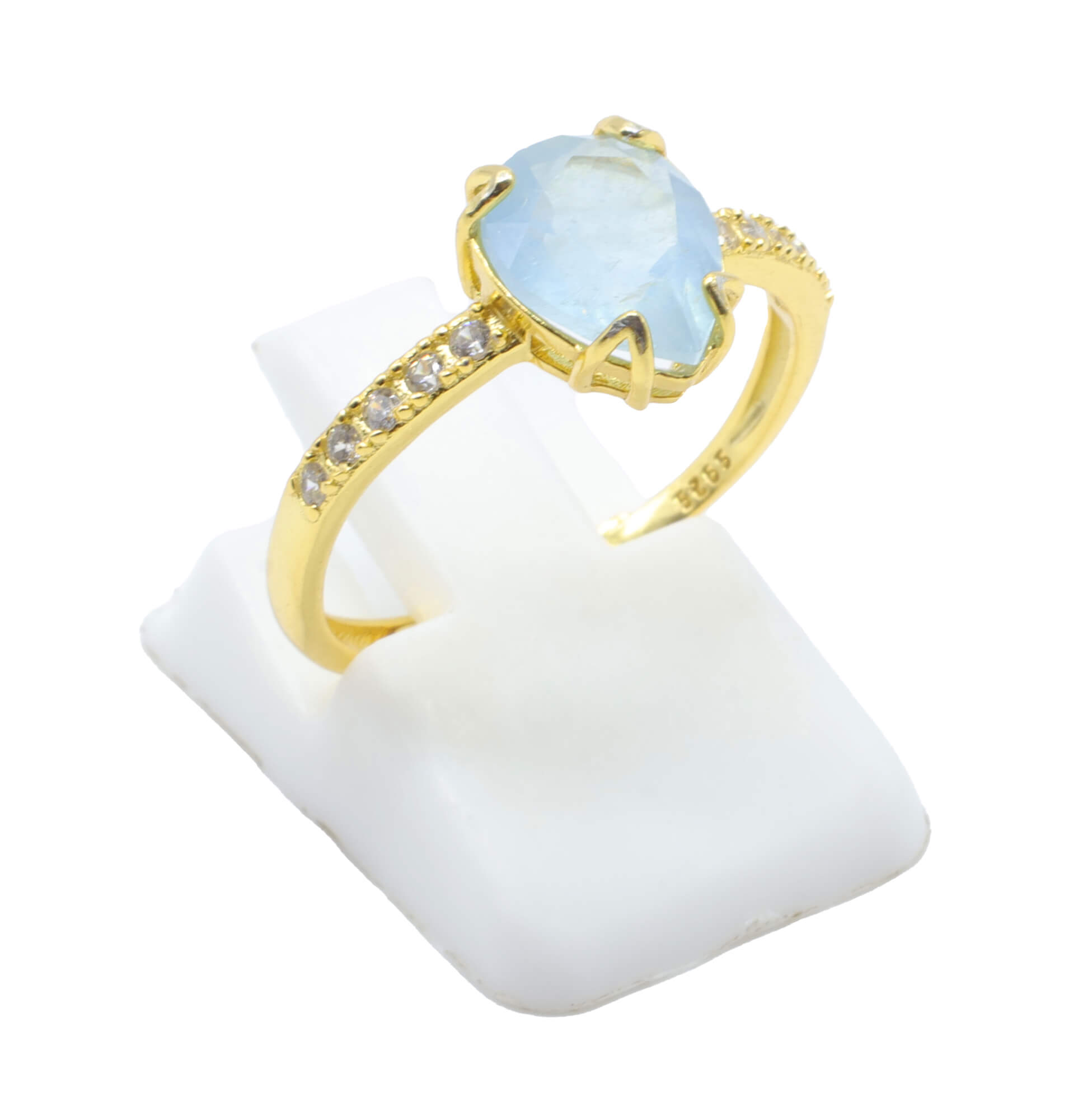 ANE063 - Anello Con Acquamarina a Goccia in Argento Sterling 925