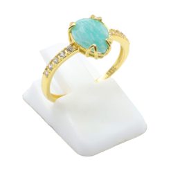 Anello Con Amazzonite a Goccia in Argento Sterling 925