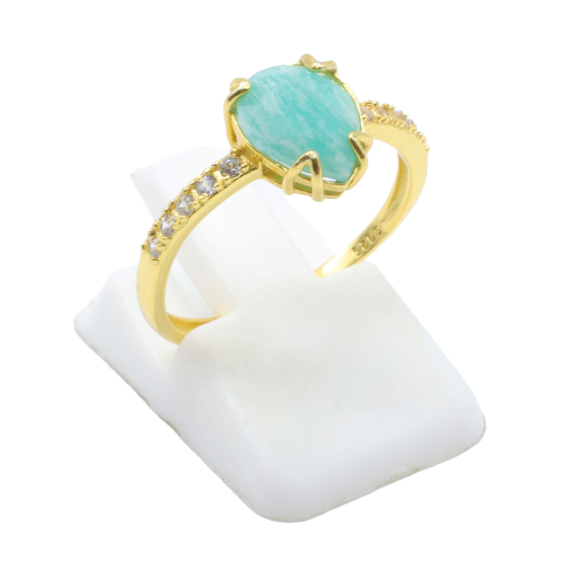 Anello Con Amazzonite a Goccia in Argento Sterling 925