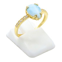 Anello Con Larimar a Goccia in Argento Sterling 925