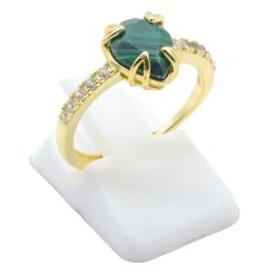 Anello Con Malachite a Goccia in Argento Sterling 925