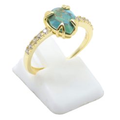 ANE079 - Anello Con Turchese a Goccia in Argento Sterling 925