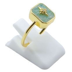 Anello Con Amazzonite Rettangolo + Charm in Argento Sterling 925