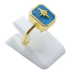 Anello Con Apatite Rettangolo + Charm