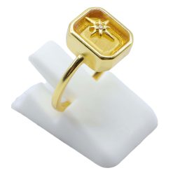 Anello Con Citrino Rettangolo + Charm