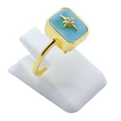 ANE089 - Anello Con Larimar Rettangolo + Charm