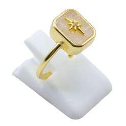 Anello Con Pietra di Luna Rettangolo + Charm